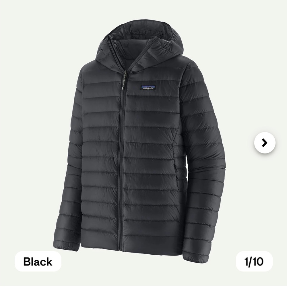 Patagonia Men's Black Puffer Jacket, Down Sweater™ Hoody